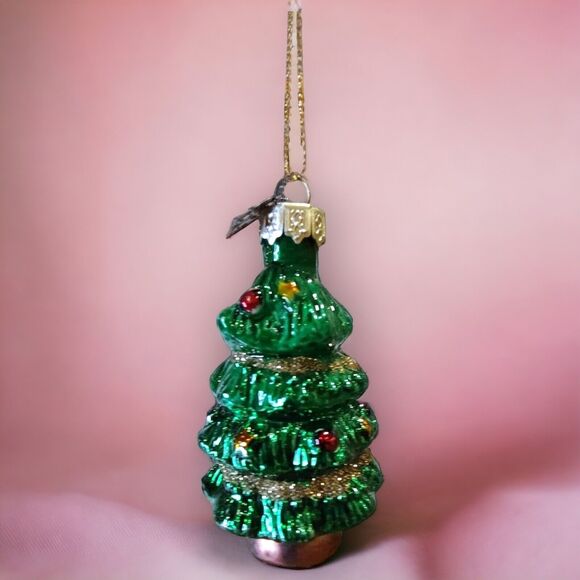 3" Tall Christmas Tree Ornament Hand Blown Glass Thomas Pacconi Classics 2002 - Picture 2 of 7